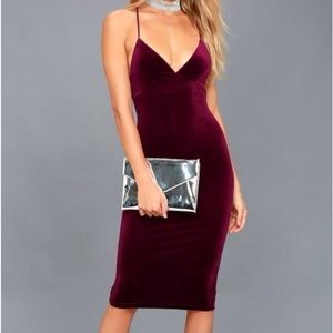Lulus Red Maroon Velvet Dress Brand New  Size S